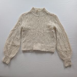Reformation Cream Textured Women's Turtleneck Sweater